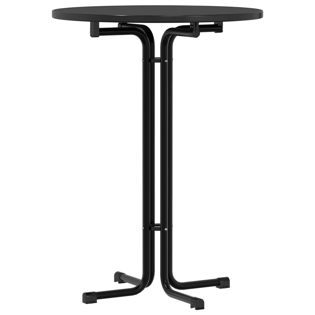vidaXL Bar Table Black Ø80x110 cm Engineered Wood and Steel 2