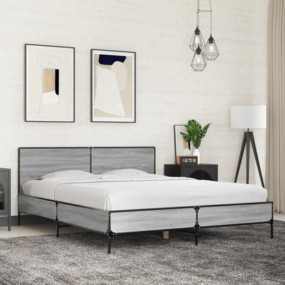 Bed Frame without Mattress Grey Sonoma 150 x 200 cm