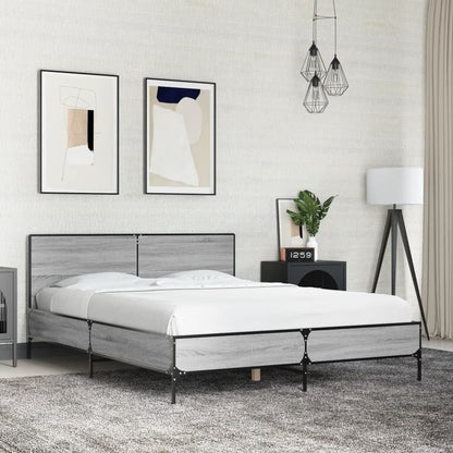 Bed Frame without Mattress Grey Sonoma
