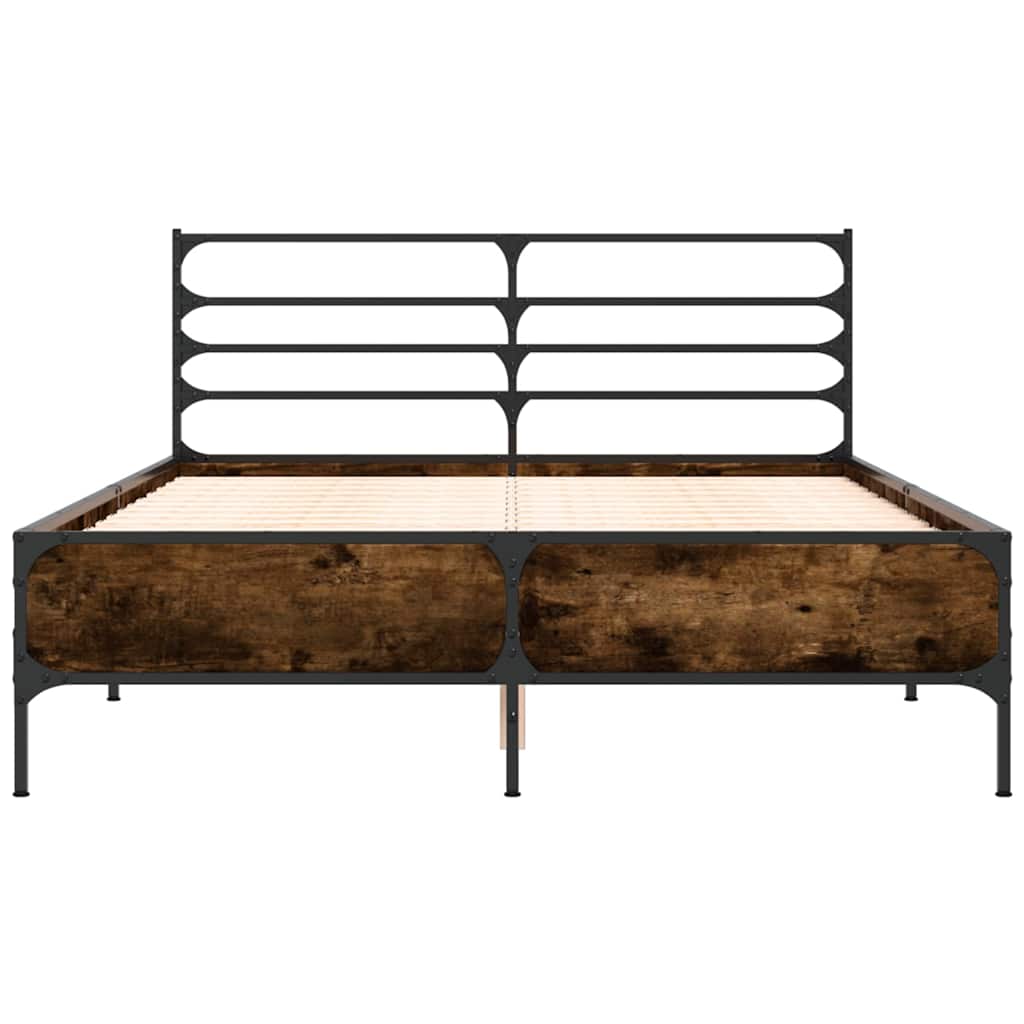vidaXL Bed Frame without Mattress Smoked Oak 120x200 cm 4