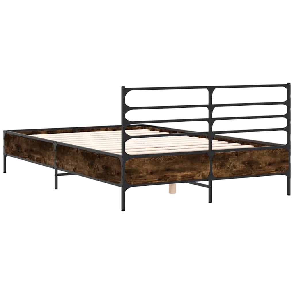 vidaXL Bed Frame without Mattress Smoked Oak 120x200 cm 6