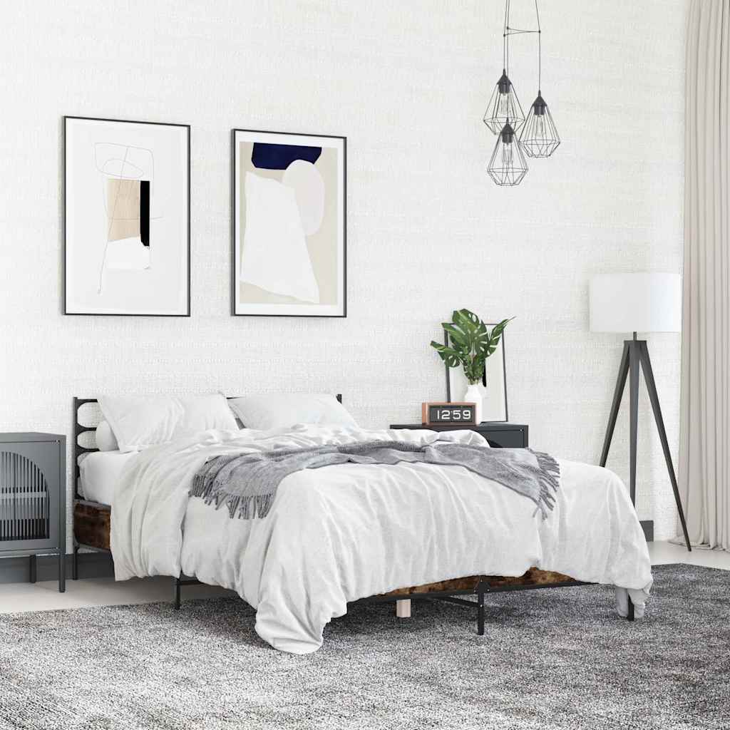 vidaXL Bed Frame without Mattress Smoked Oak 120x200 cm 1