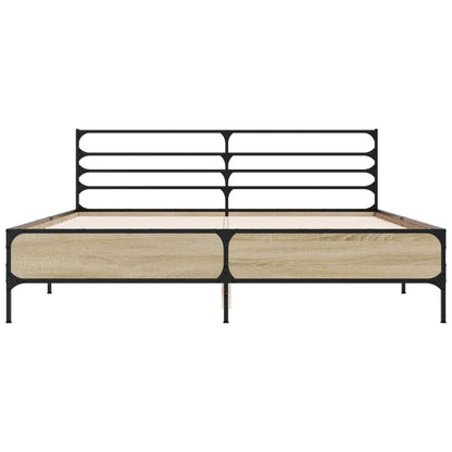 vidaXL Bed Frame without Mattress Sonoma Oak 150x200 cm King Size 4