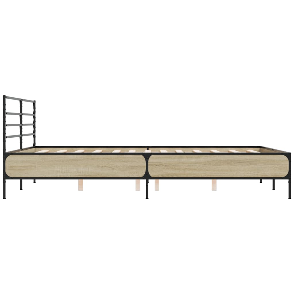 vidaXL Bed Frame without Mattress Sonoma Oak 150x200 cm King Size 5