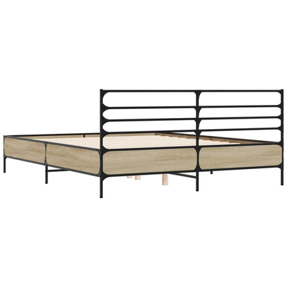 vidaXL Bed Frame without Mattress Sonoma Oak 150x200 cm King Size 6