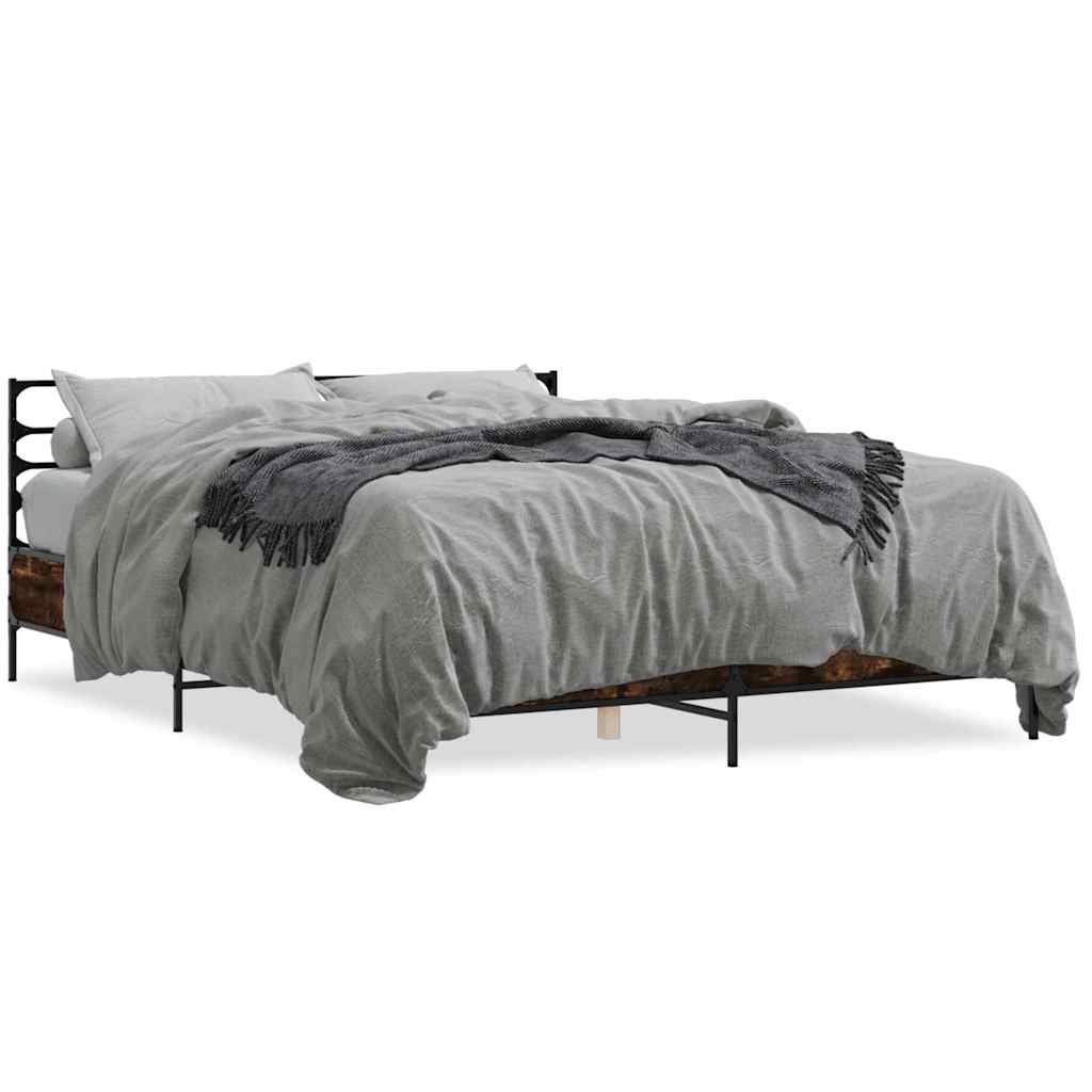 vidaXL Bed Frame without Mattress Smoked Oak 150x200 cm King Size 2