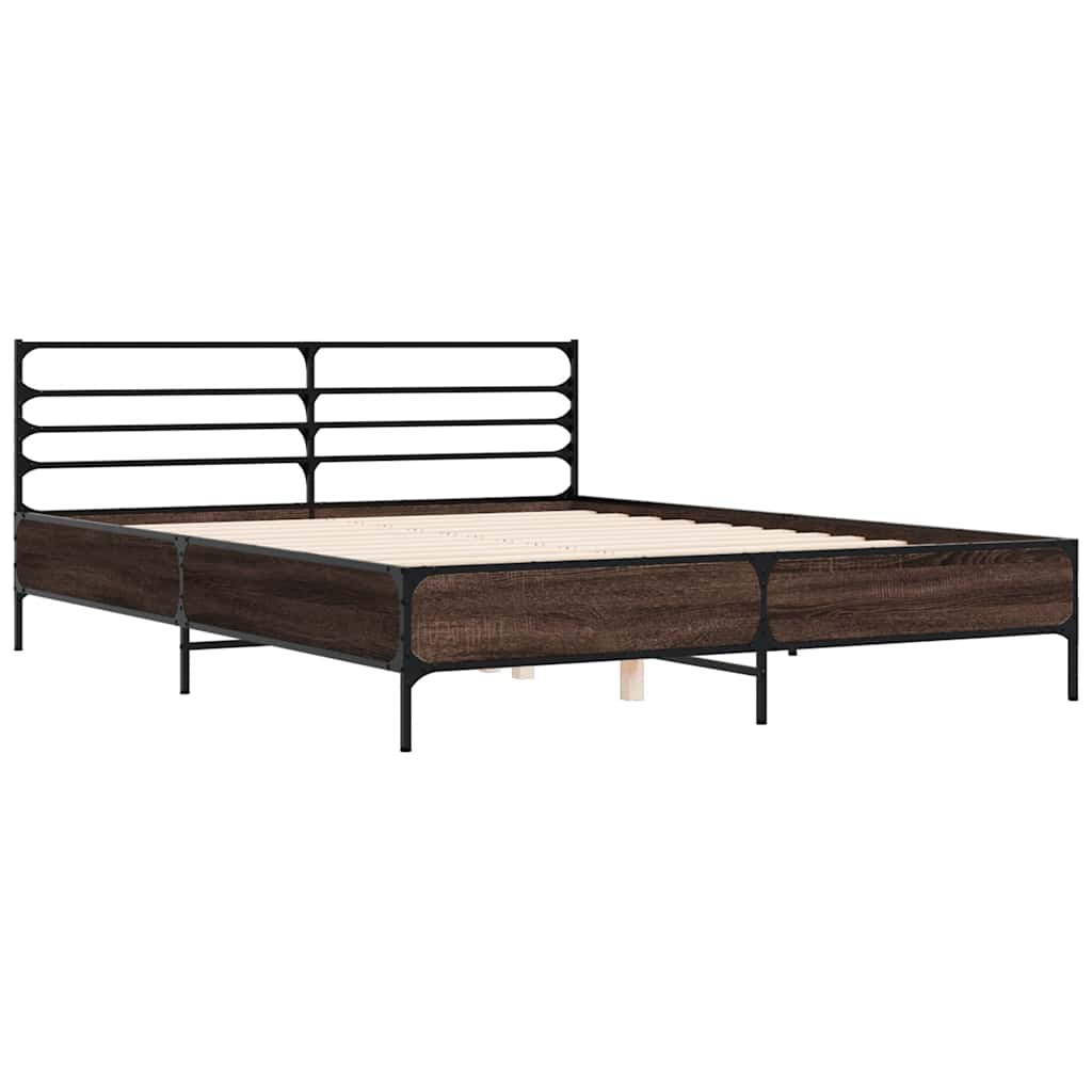 vidaXL Bed Frame without Mattress Smoked Oak 150x200 cm King Size 3