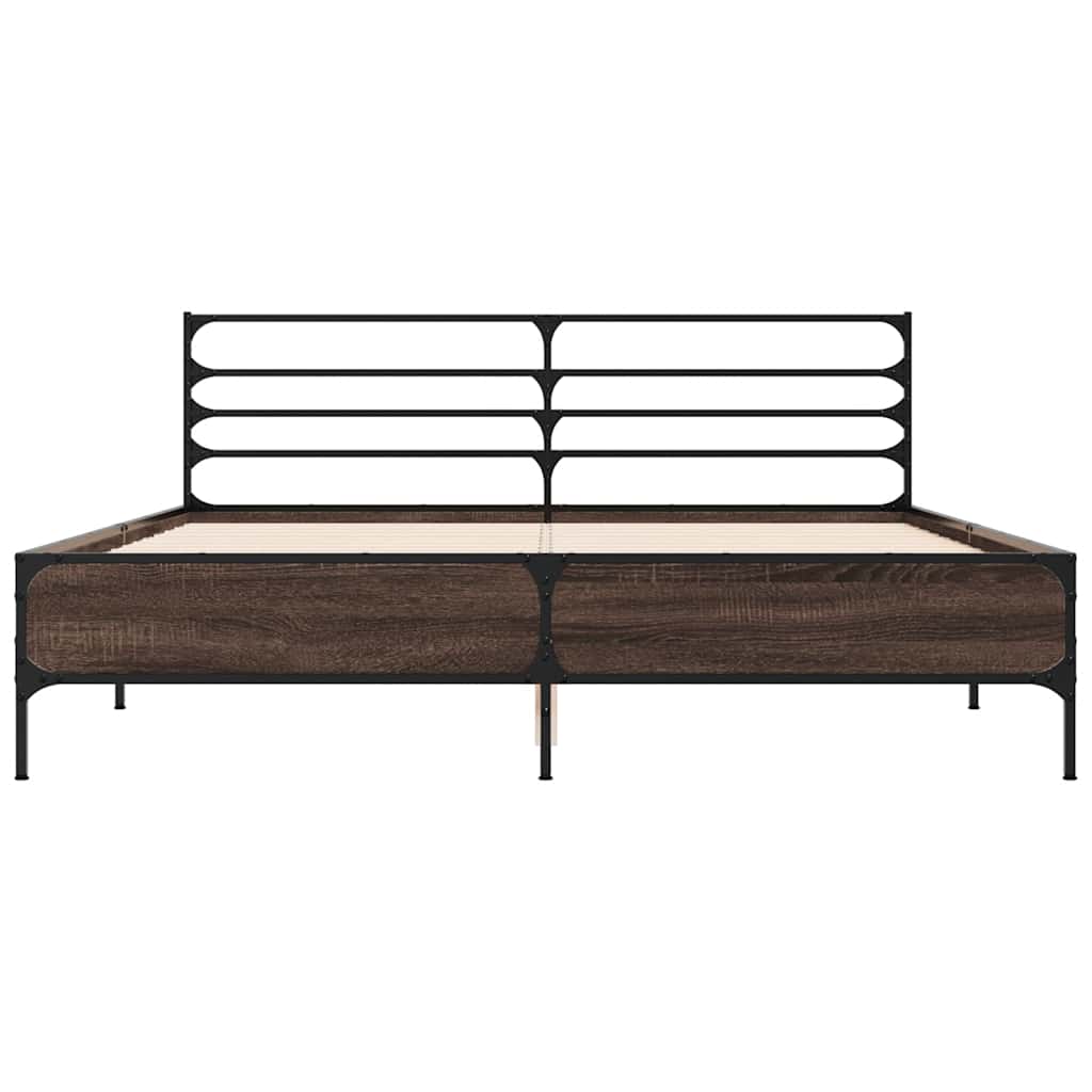 vidaXL Bed Frame without Mattress Smoked Oak 150x200 cm King Size 4