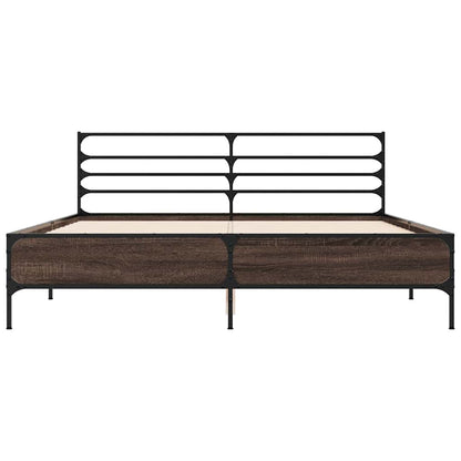 vidaXL Bed Frame without Mattress Smoked Oak 150x200 cm King Size 4