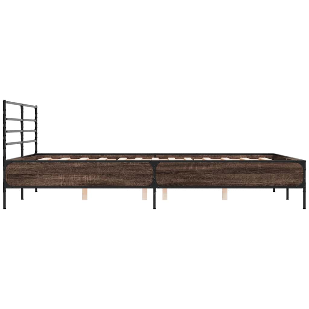 vidaXL Bed Frame without Mattress Smoked Oak 150x200 cm King Size 5
