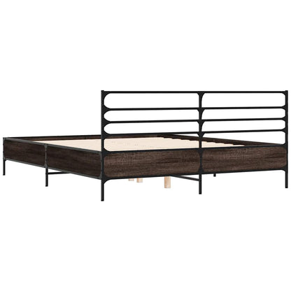 vidaXL Bed Frame without Mattress Smoked Oak 150x200 cm King Size 6