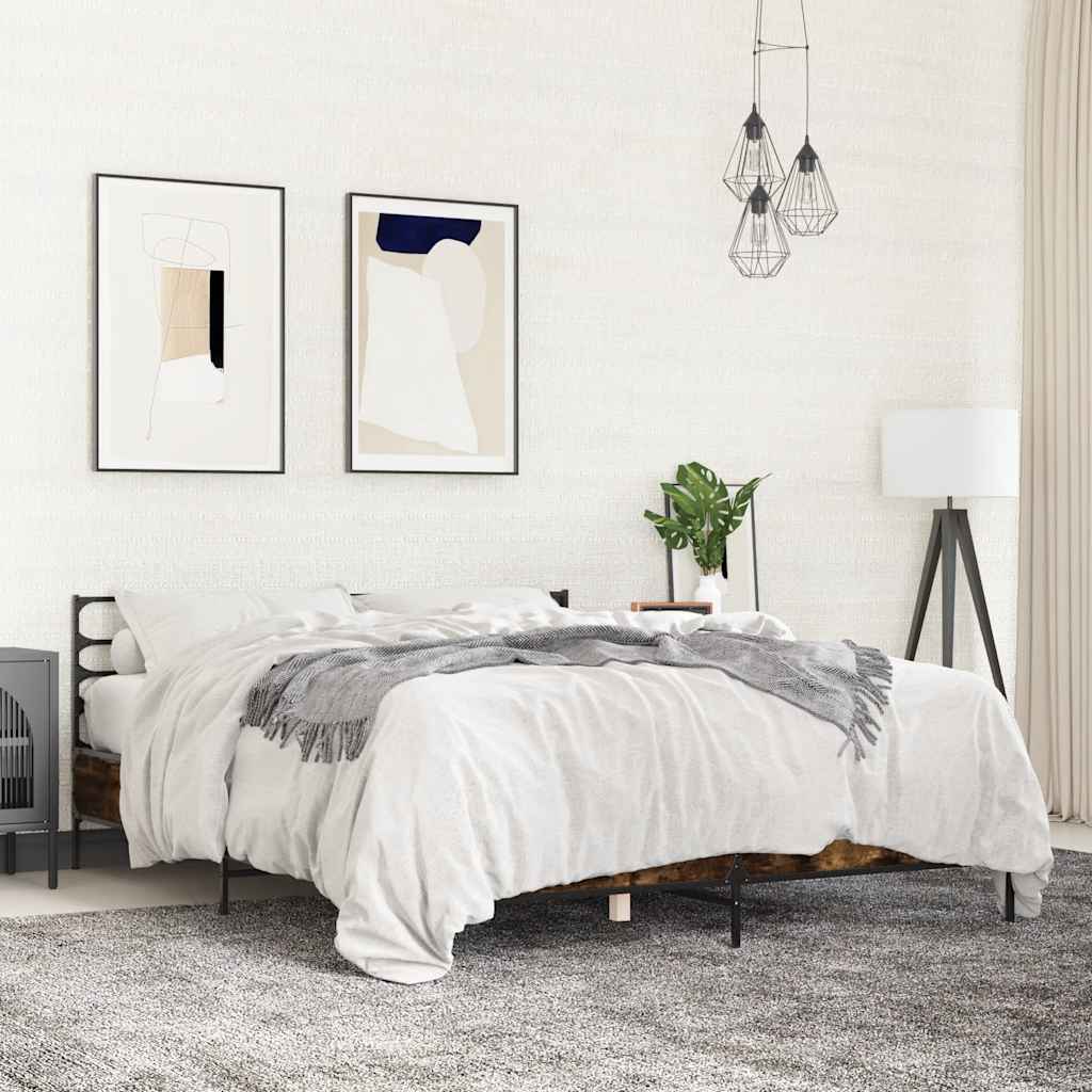 vidaXL Bed Frame without Mattress Smoked Oak 150x200 cm King Size 1