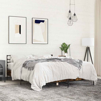 vidaXL Bed Frame without Mattress Smoked Oak 150x200 cm King Size 1
