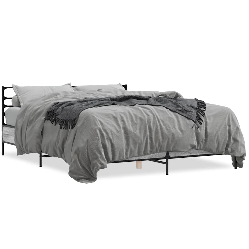 vidaXL Bed Frame without Mattress Grey Sonoma 150x200 cm King Size 2