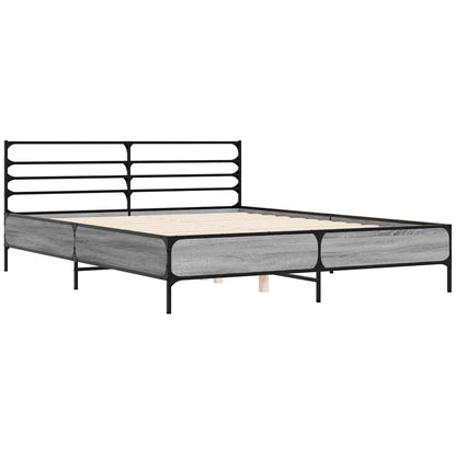 vidaXL Bed Frame without Mattress Grey Sonoma 150x200 cm King Size 3