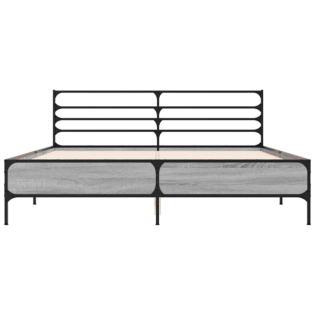 vidaXL Bed Frame without Mattress Grey Sonoma 150x200 cm King Size 4