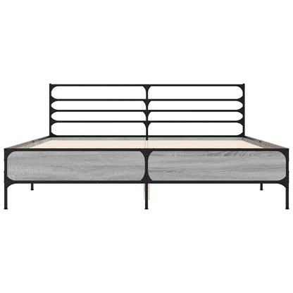 vidaXL Bed Frame without Mattress Grey Sonoma 150x200 cm King Size 4