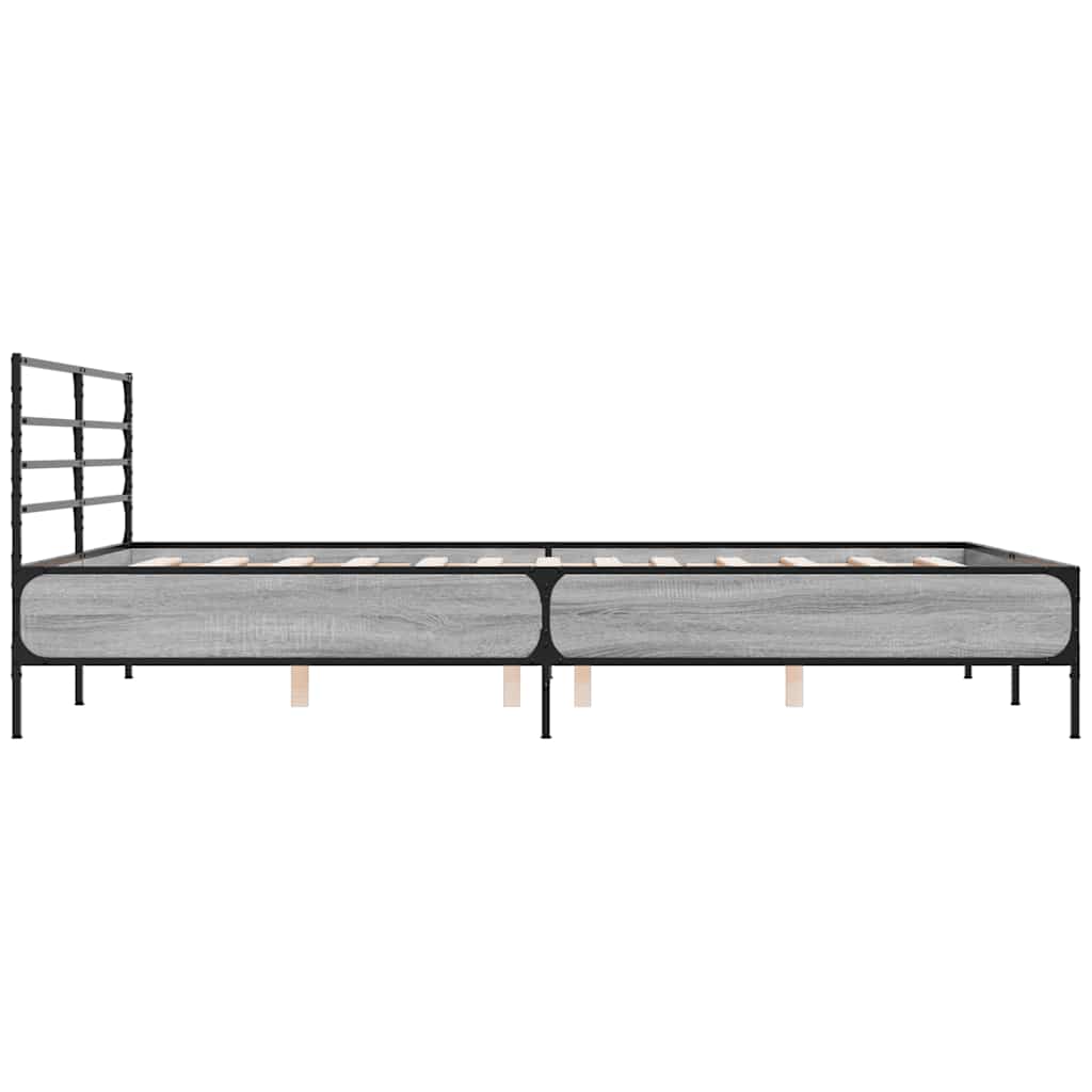 vidaXL Bed Frame without Mattress Grey Sonoma 150x200 cm King Size 5