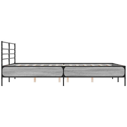 vidaXL Bed Frame without Mattress Grey Sonoma 150x200 cm King Size 5