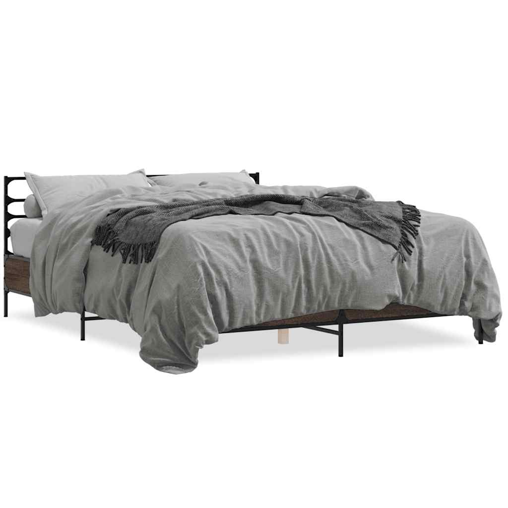 vidaXL Bed Frame without Mattress Brown Oak 150x200 cm King Size 2