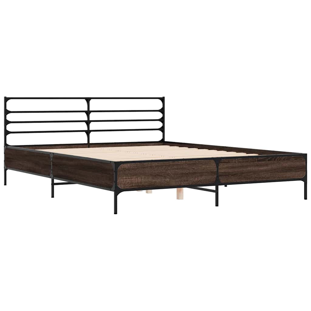 vidaXL Bed Frame without Mattress Brown Oak 150x200 cm King Size 3