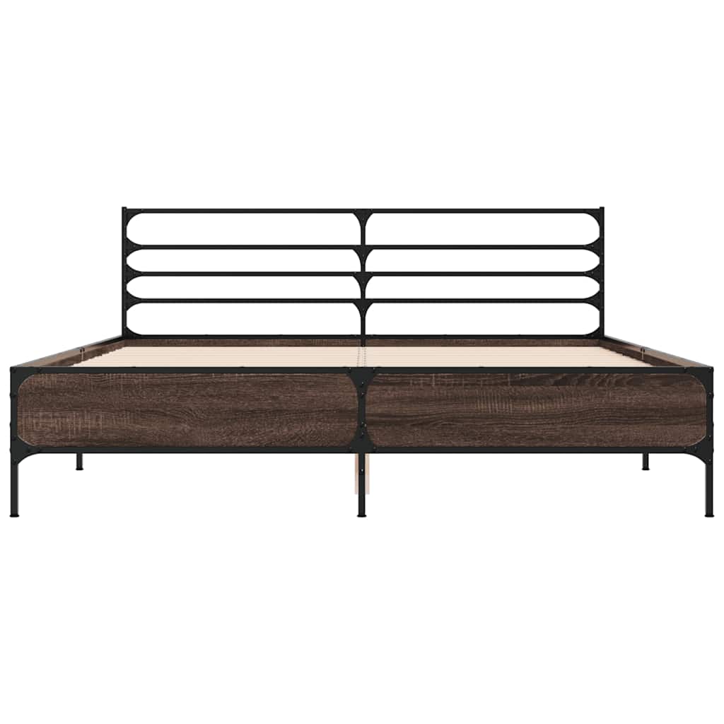 vidaXL Bed Frame without Mattress Brown Oak 150x200 cm King Size 4
