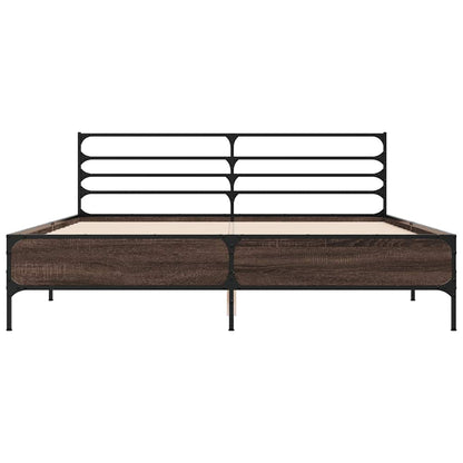 vidaXL Bed Frame without Mattress Brown Oak 150x200 cm King Size 4