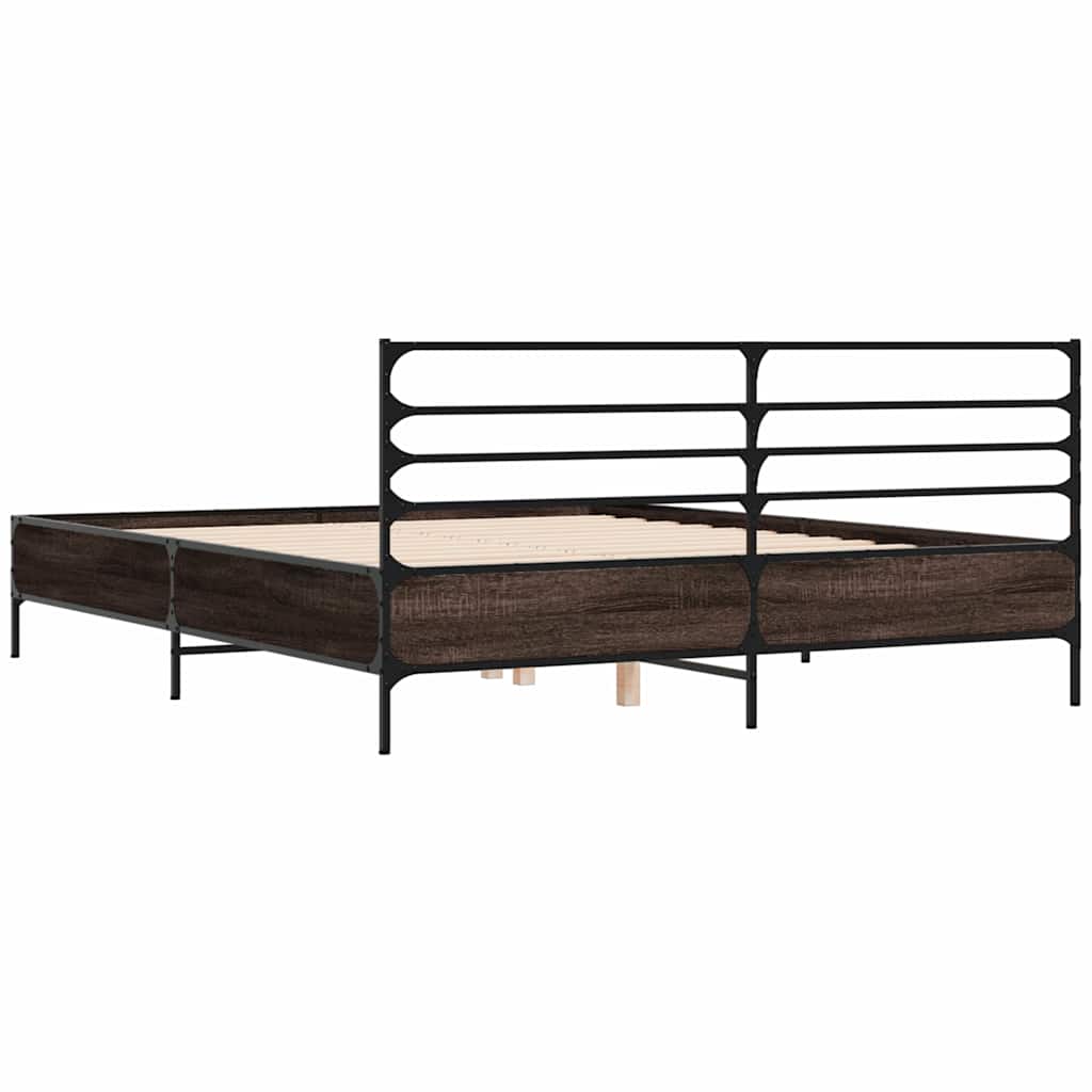 vidaXL Bed Frame without Mattress Brown Oak 150x200 cm King Size 6