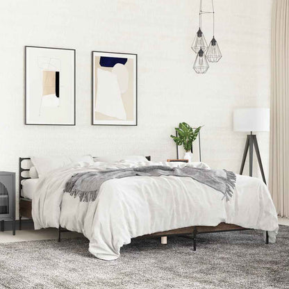 vidaXL Bed Frame without Mattress Brown Oak 150x200 cm King Size 1