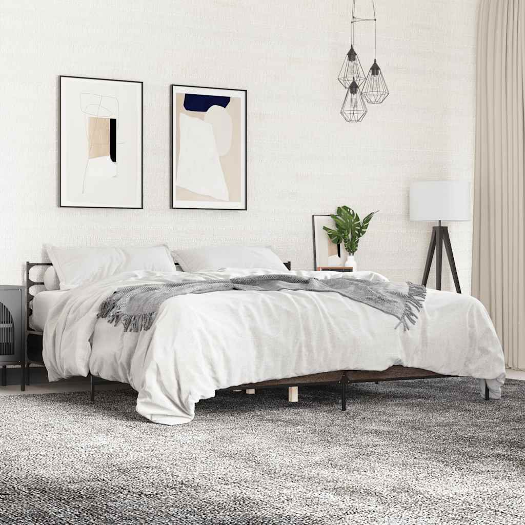 vidaXL Bed Frame without Mattress Length 200 cm Brown Oak