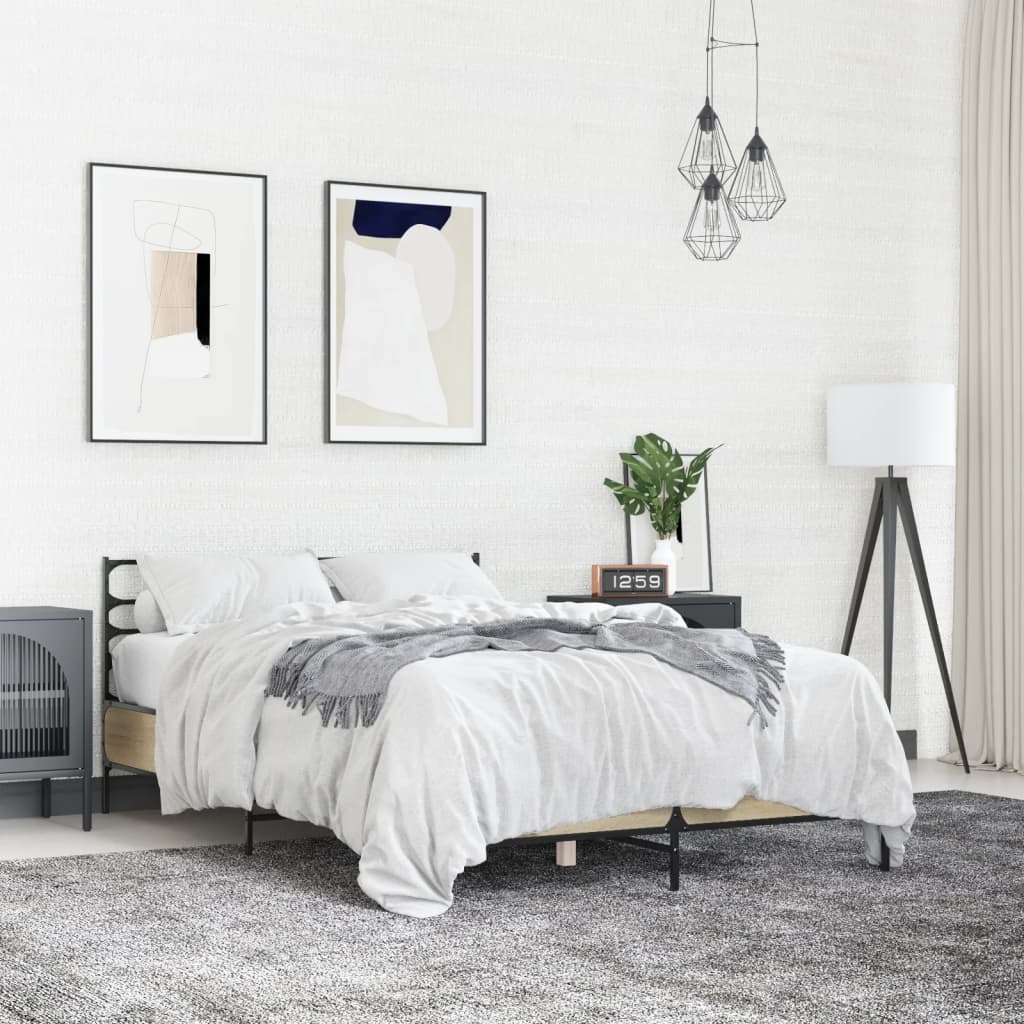 vidaXL Bed Frame without Mattress Sonoma Oak 120x190 cm Small Double 1