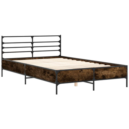 vidaXL Bed Frame without Mattress Smoked Oak 135x190 cm Double 3