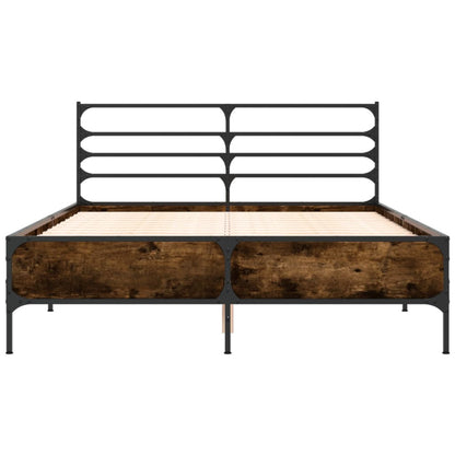 vidaXL Bed Frame without Mattress Smoked Oak 135x190 cm Double 4