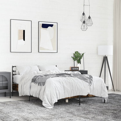 vidaXL Bed Frame without Mattress Smoked Oak 135x190 cm Double 1