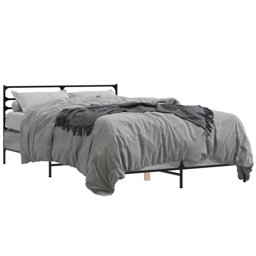 vidaXL Bed Frame without Mattress Grey Sonoma 135x190 cm Double 2