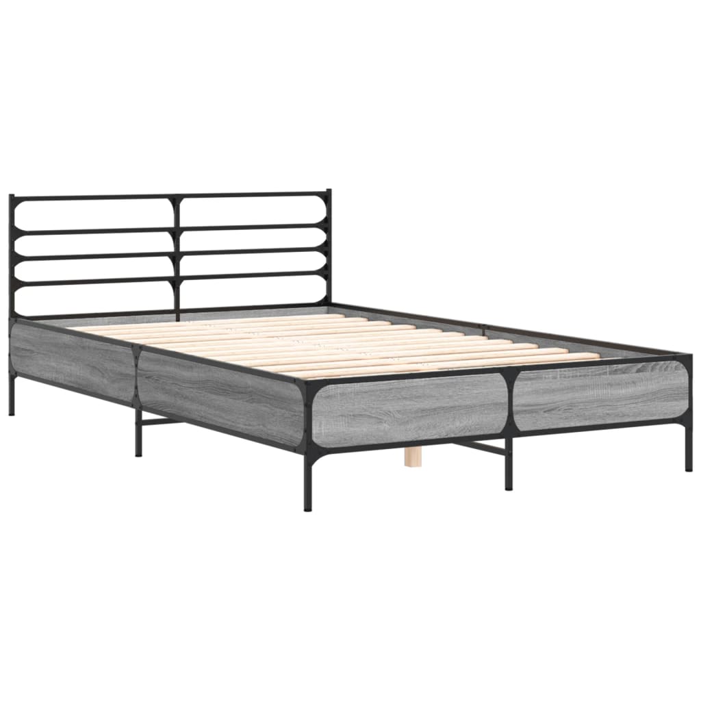 vidaXL Bed Frame without Mattress Grey Sonoma 135x190 cm Double 3