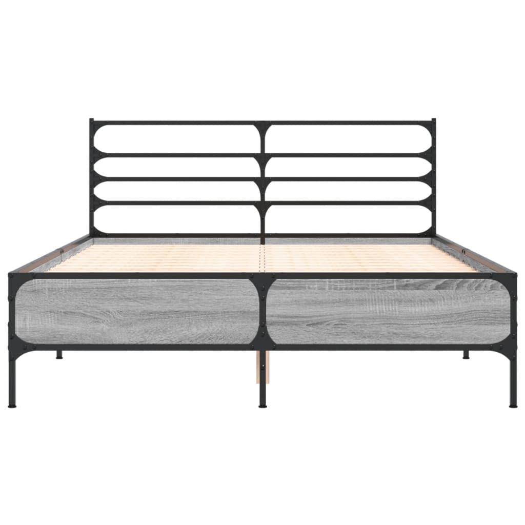 vidaXL Bed Frame without Mattress Grey Sonoma 135x190 cm Double 4