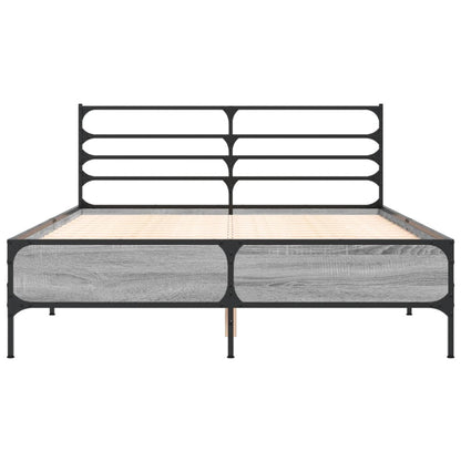 vidaXL Bed Frame without Mattress Grey Sonoma 135x190 cm Double 4