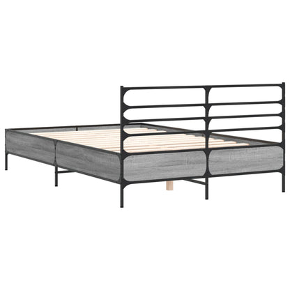 vidaXL Bed Frame without Mattress Grey Sonoma 135x190 cm Double 6