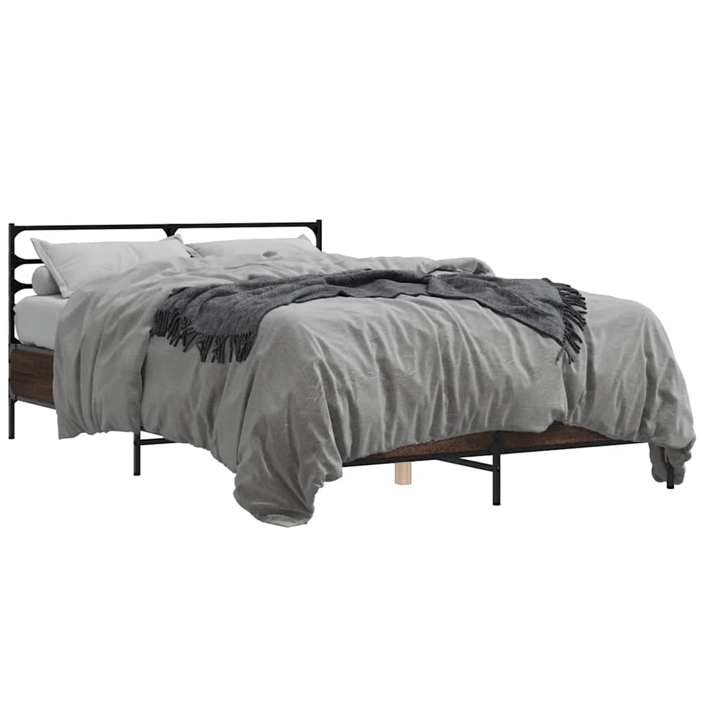 vidaXL Bed Frame without Mattress Brown Oak 135x190 cm Double 2