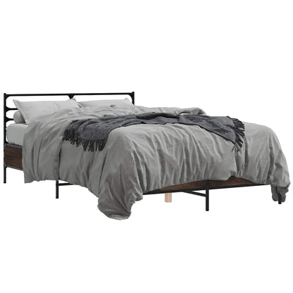 vidaXL Bed Frame without Mattress Brown Oak 135x190 cm Double 2