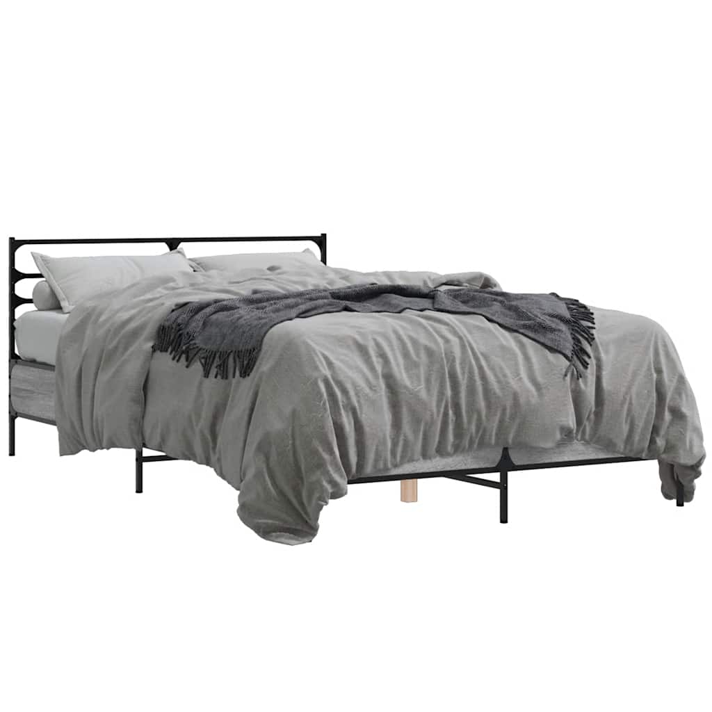 vidaXL Bed Frame without Mattress Grey Sonoma 140x190 cm 2