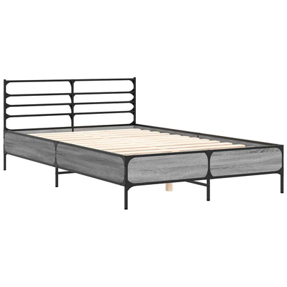 vidaXL Bed Frame without Mattress Grey Sonoma 140x190 cm 3