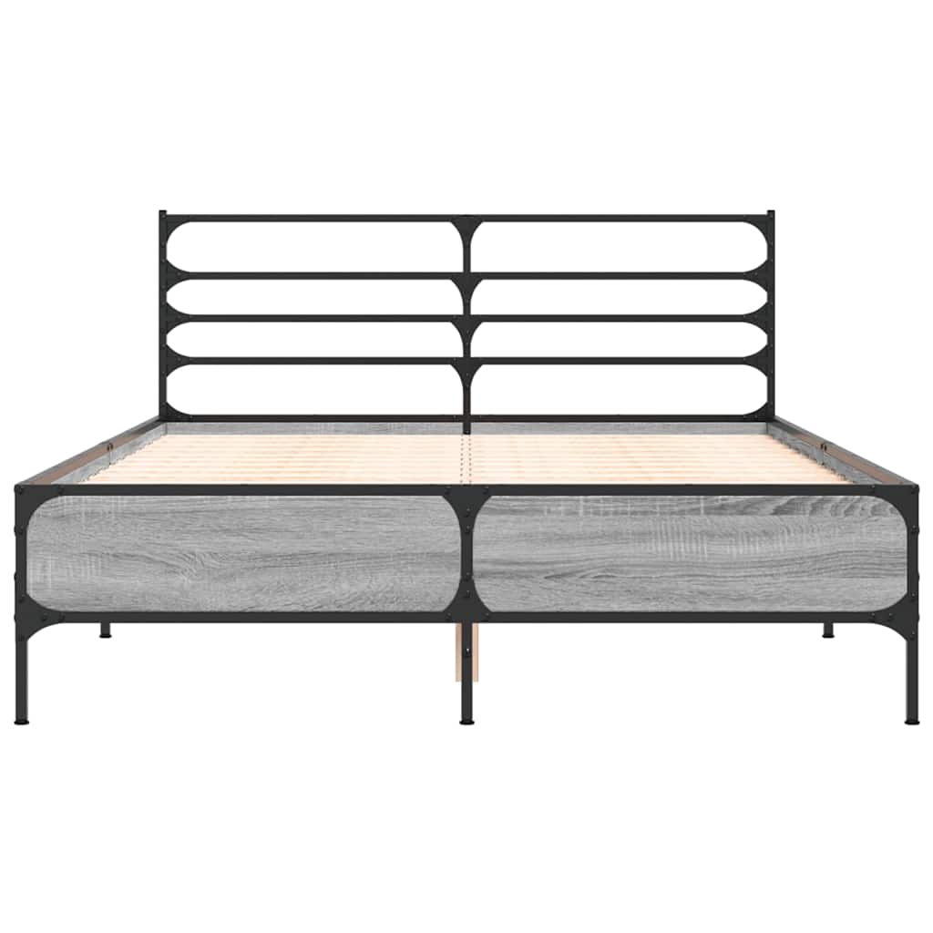 vidaXL Bed Frame without Mattress Grey Sonoma 140x190 cm 4