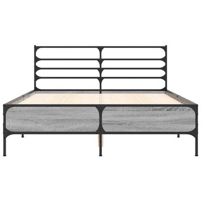vidaXL Bed Frame without Mattress Grey Sonoma 140x190 cm 4