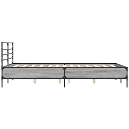 vidaXL Bed Frame without Mattress Grey Sonoma 140x190 cm 5