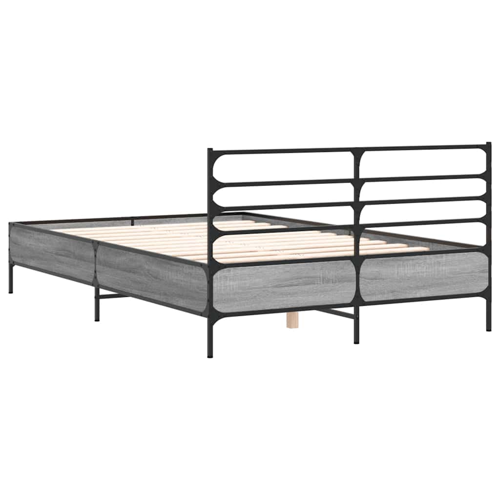 vidaXL Bed Frame without Mattress Grey Sonoma 140x190 cm 6