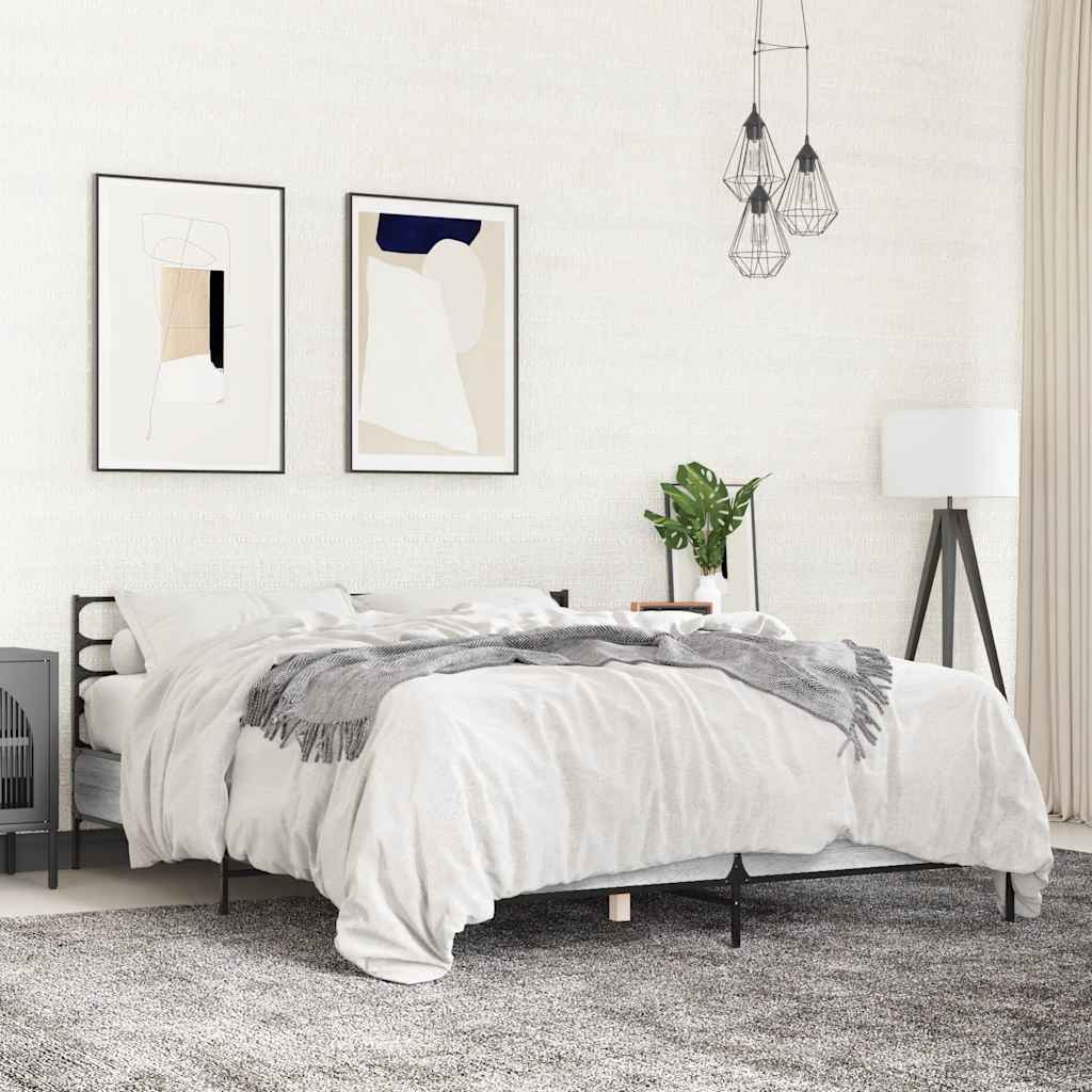 vidaXL Bed Frame without Mattress Grey Sonoma 140x190 cm 1