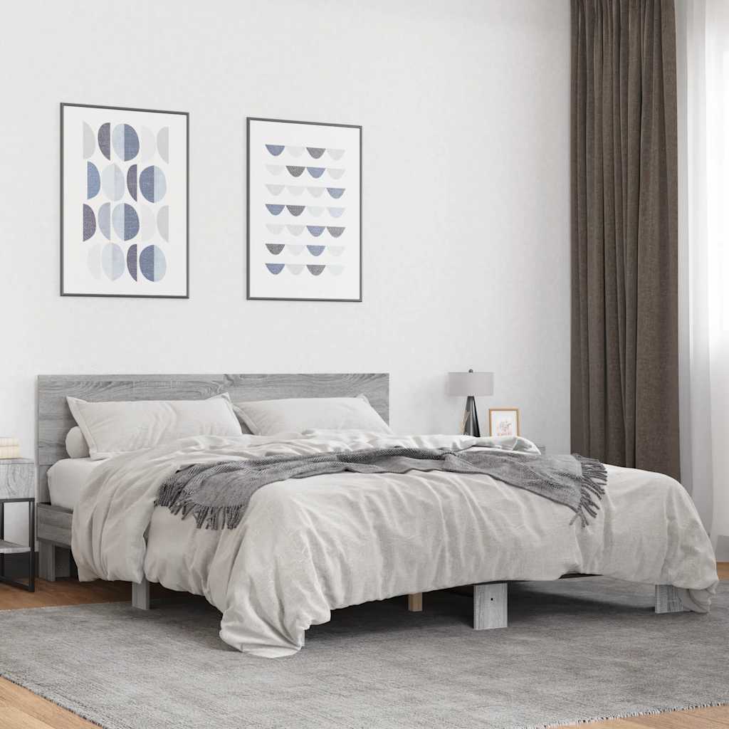 Bed Frame without Mattress Length 200 cm Grey sonoma 150 cm