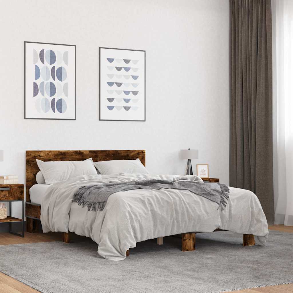 Bed Frame without Mattress Length 200 cm Smoked oak 120 cm
